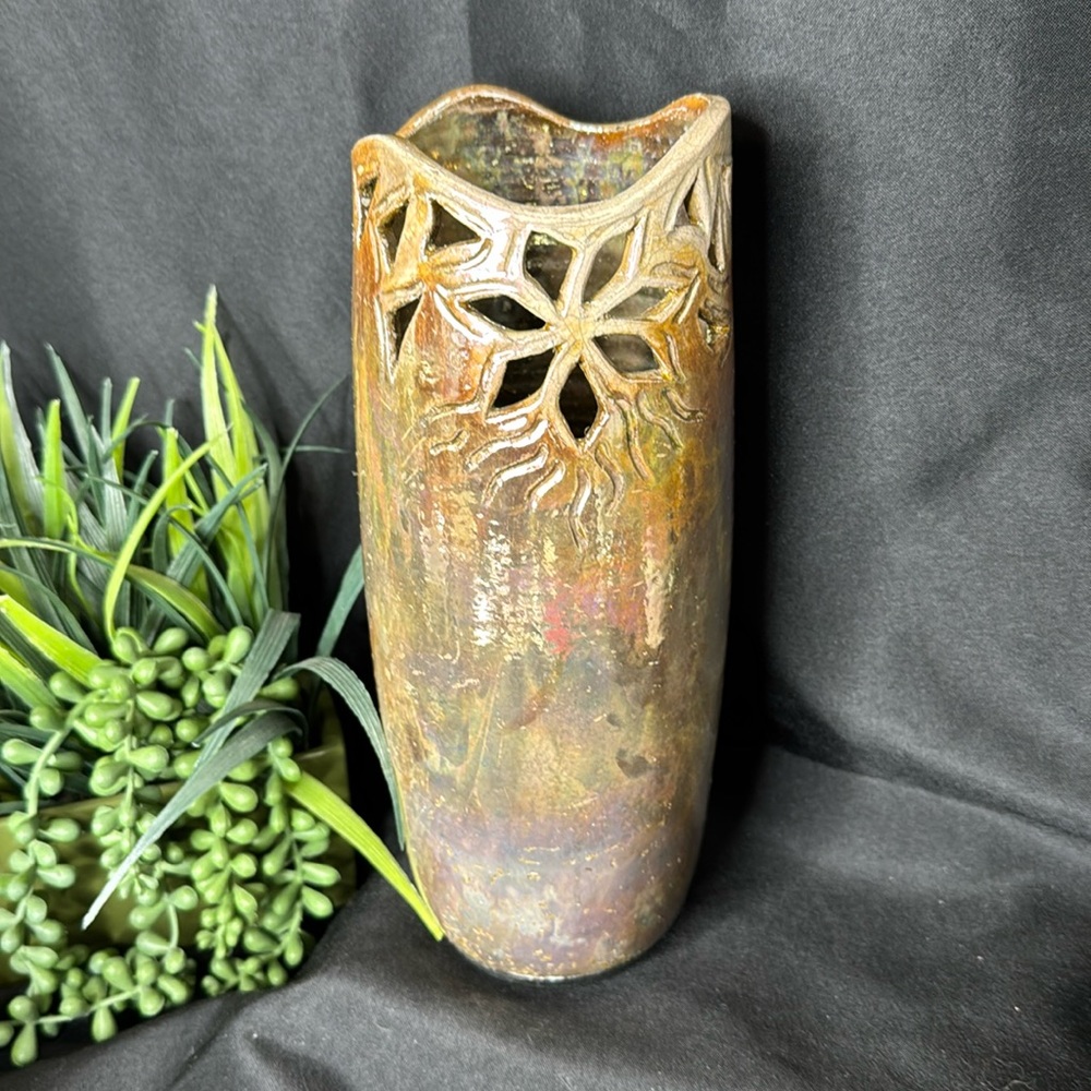 Stamped ROYCROFT RENAISSANCE Raku pottery vase